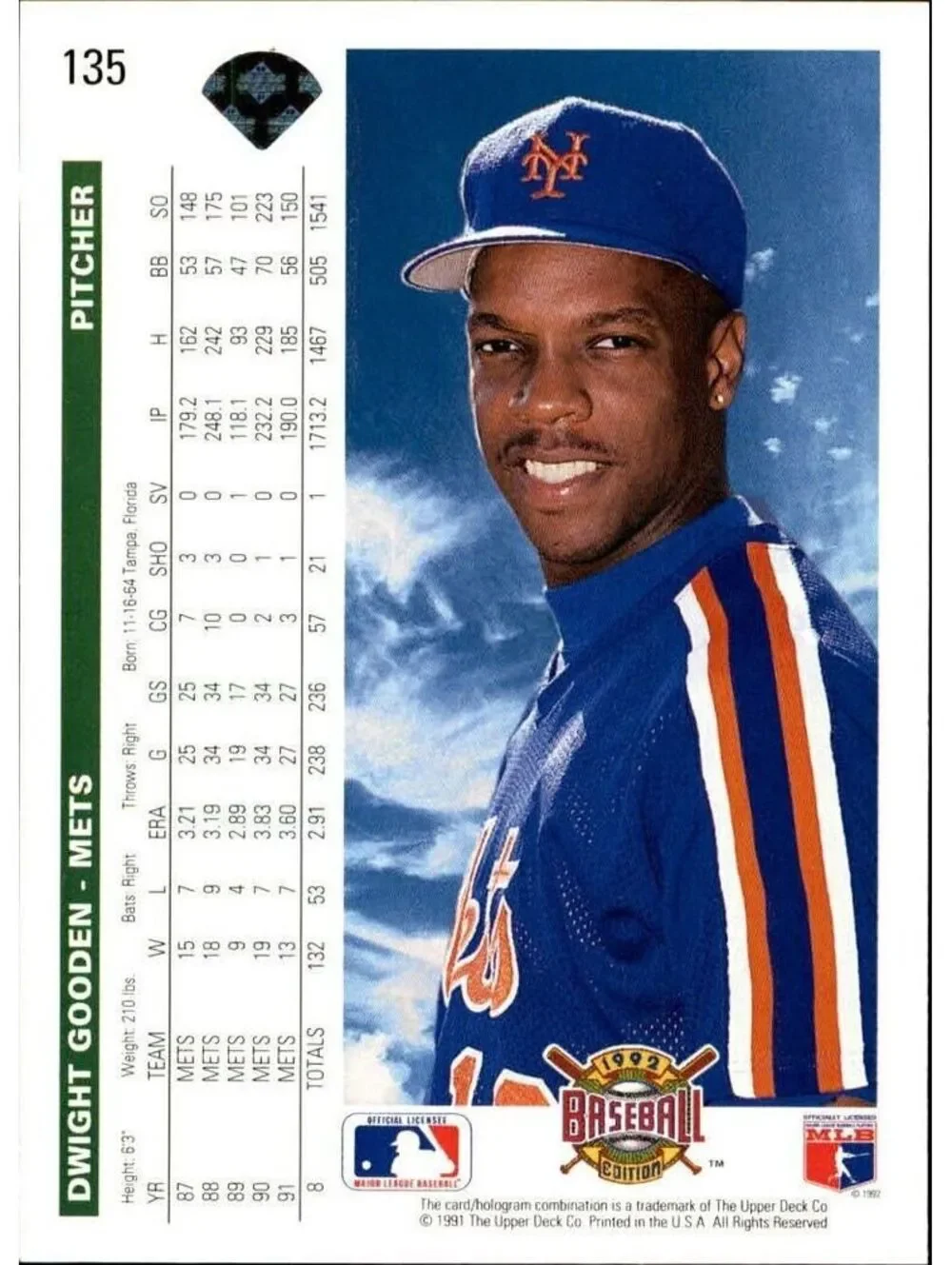 Dwight Gooden 1992 Upper Deck MLB #135 Baseball Card New York Mets